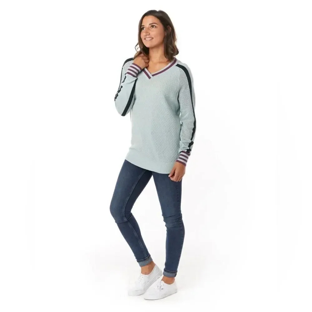 Smartwool Women's Frosted Valley V-Neck Sweater Green Large - Picture 12 of 13